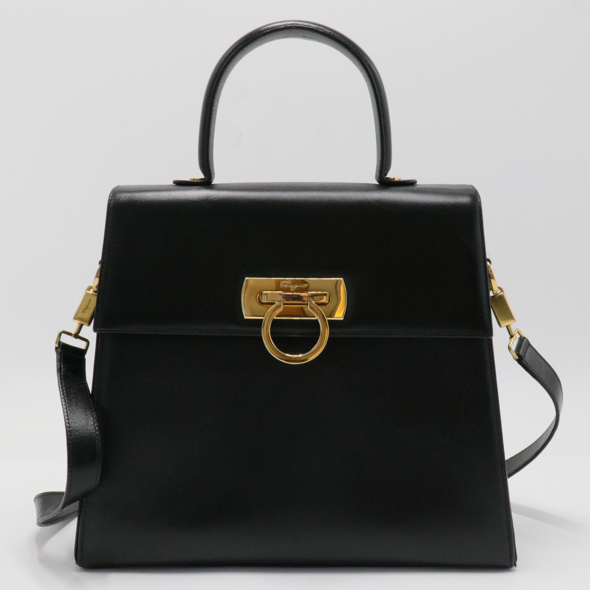 Gancini Leather Handle Bag