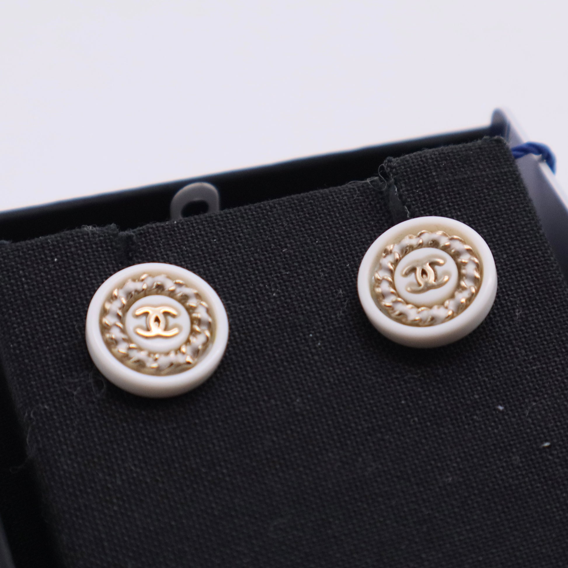CC Enamel Resin Gold Tone Earrings Twins LDJ2743