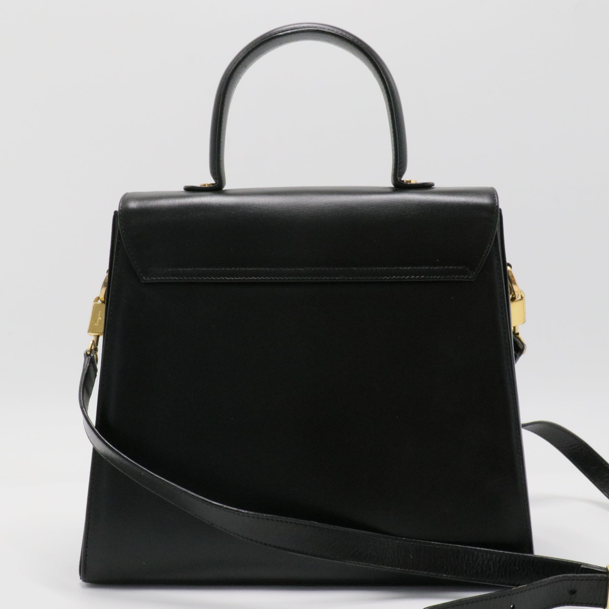 Gancini Leather Handle Bag