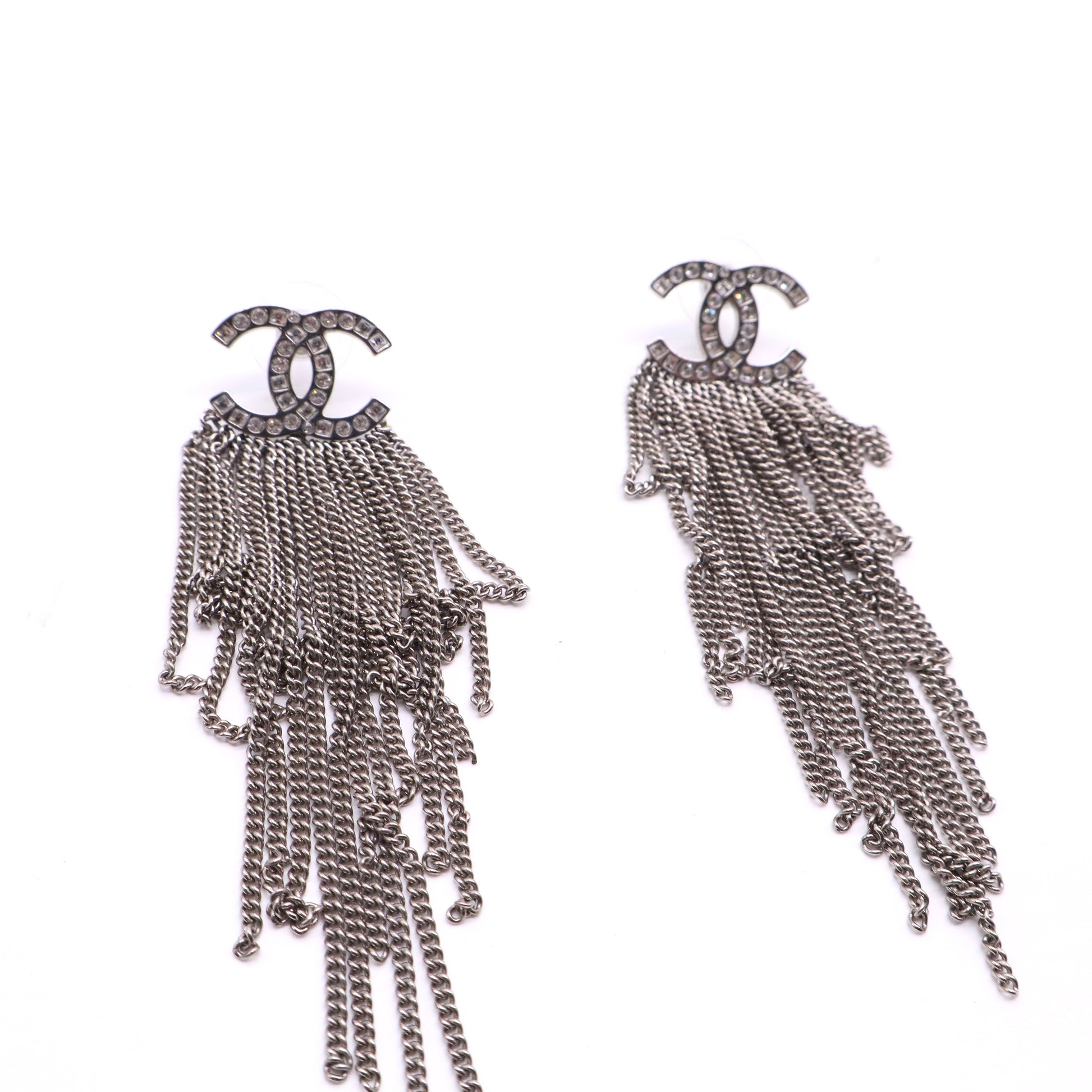 Baguette Crystal CC Chain Drop Earrings