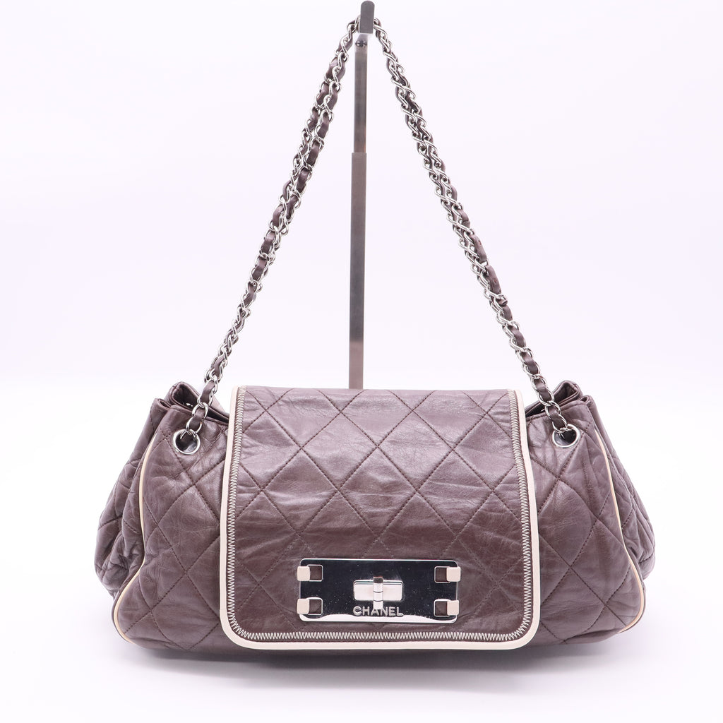 Quilted Lambskin East West Accordion Flap