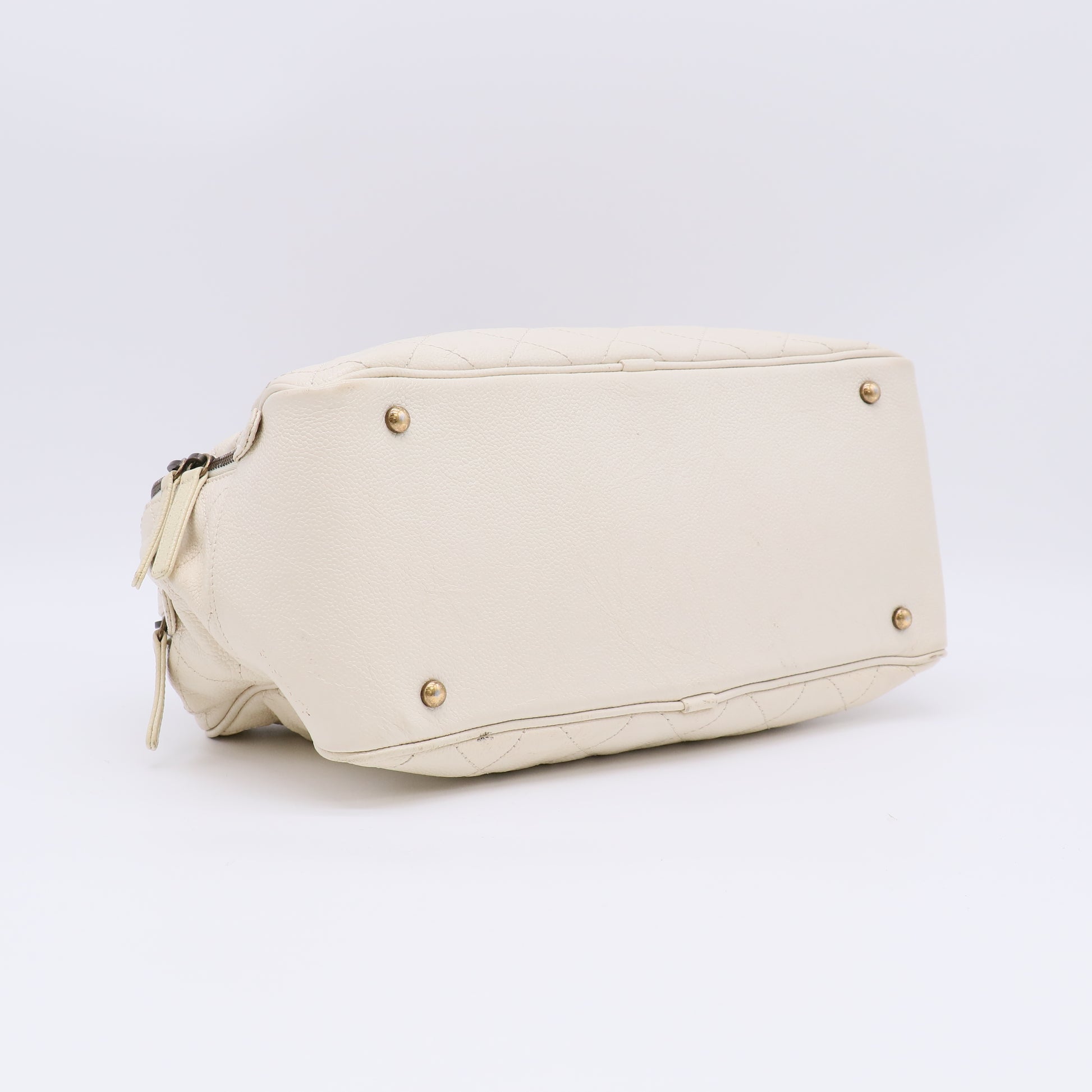 Chanel White Quilted Leather CC Crown Tote Bag Twins LDJ4940
