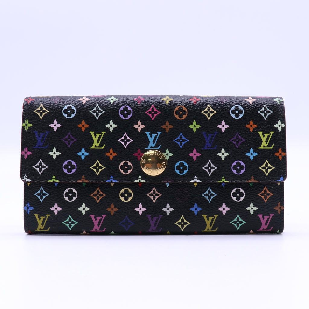 Louis Vuitton Black Monogram Multicolor Grenade Sarah Wallet twins