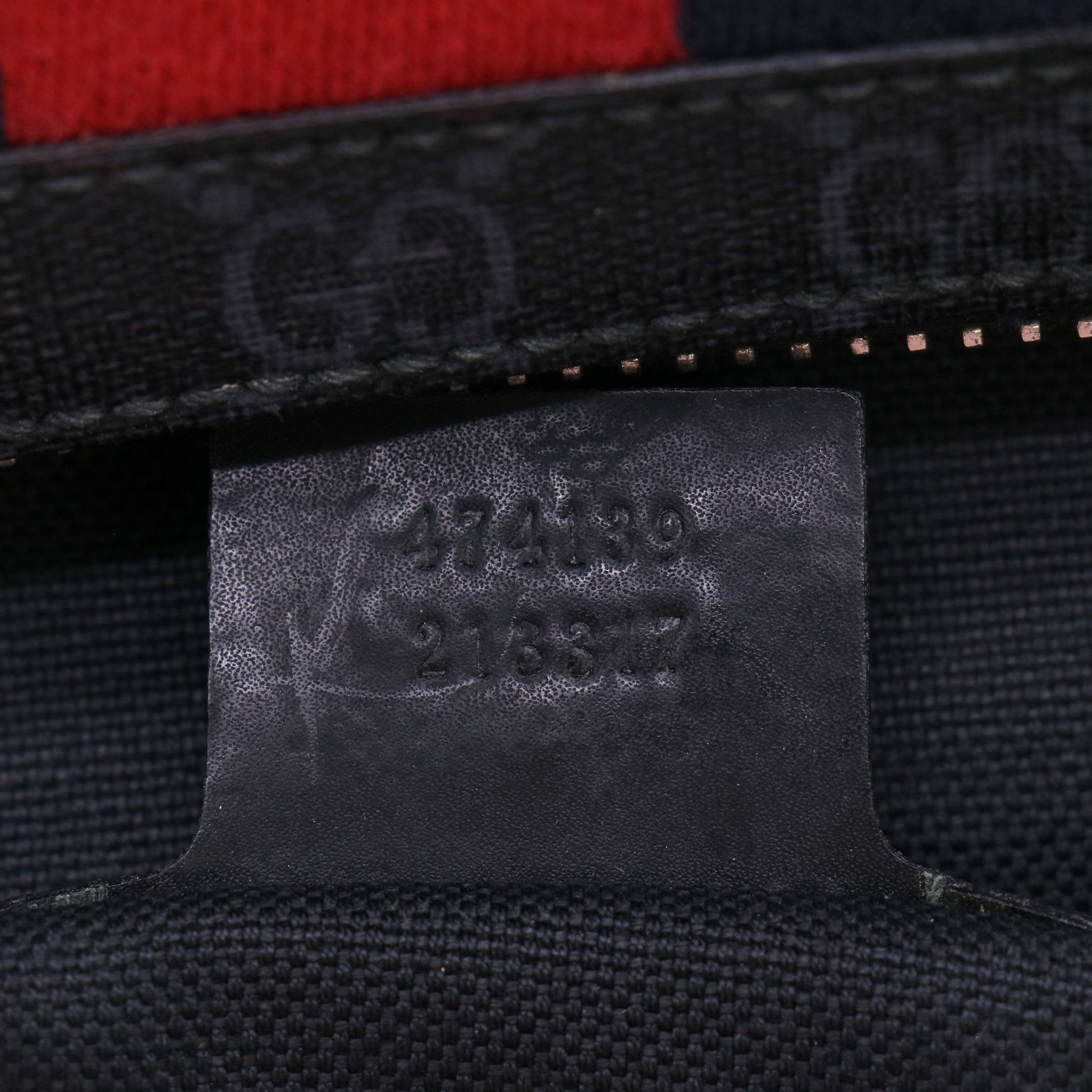 Soft GG Supreme Monogram Appia Calfskin Web East West Messenger Bag Black Grey B23962