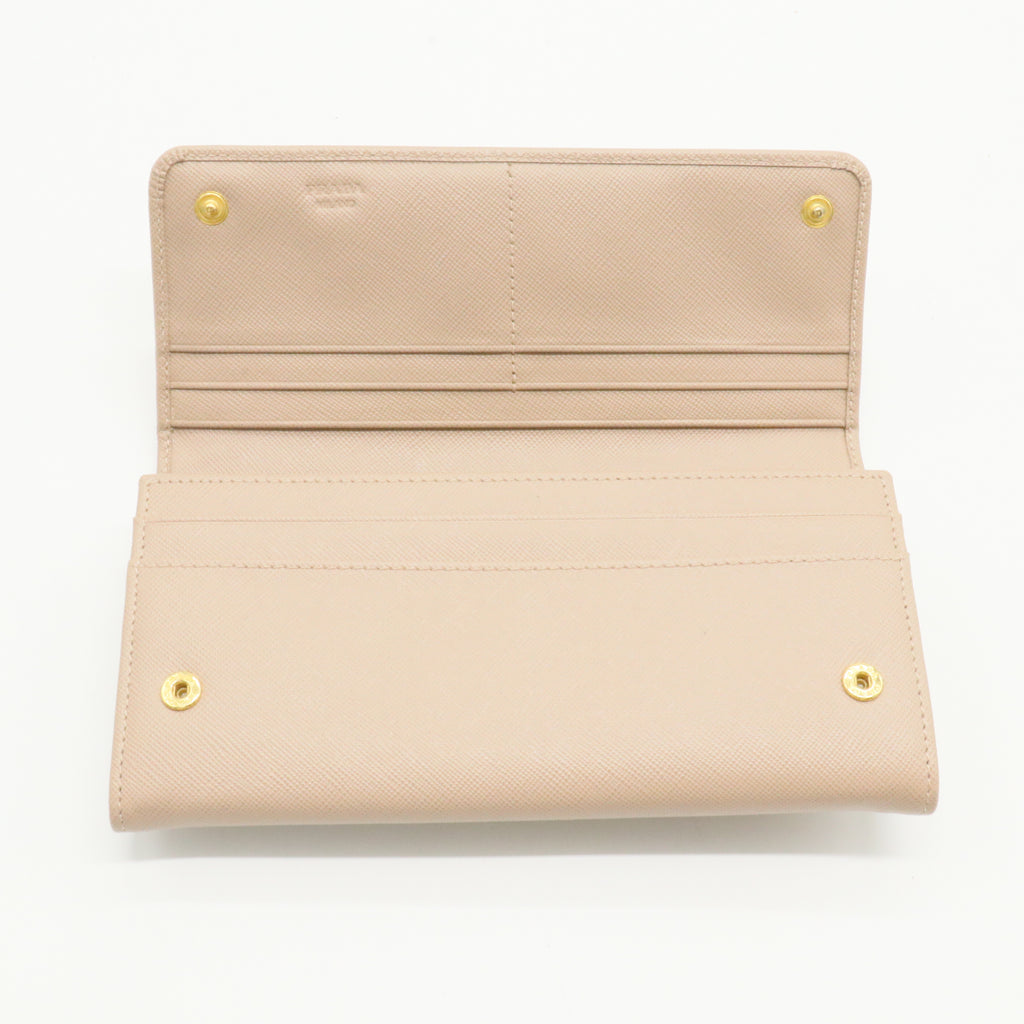 Bow Flap Wallet Saffiano Leather Long