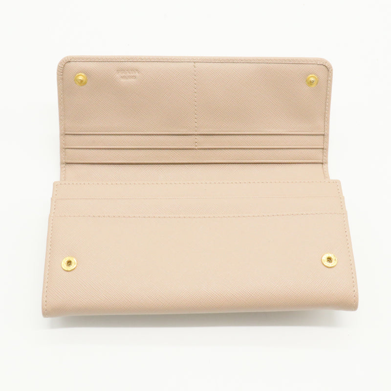 Bow Flap Wallet Saffiano Leather Long