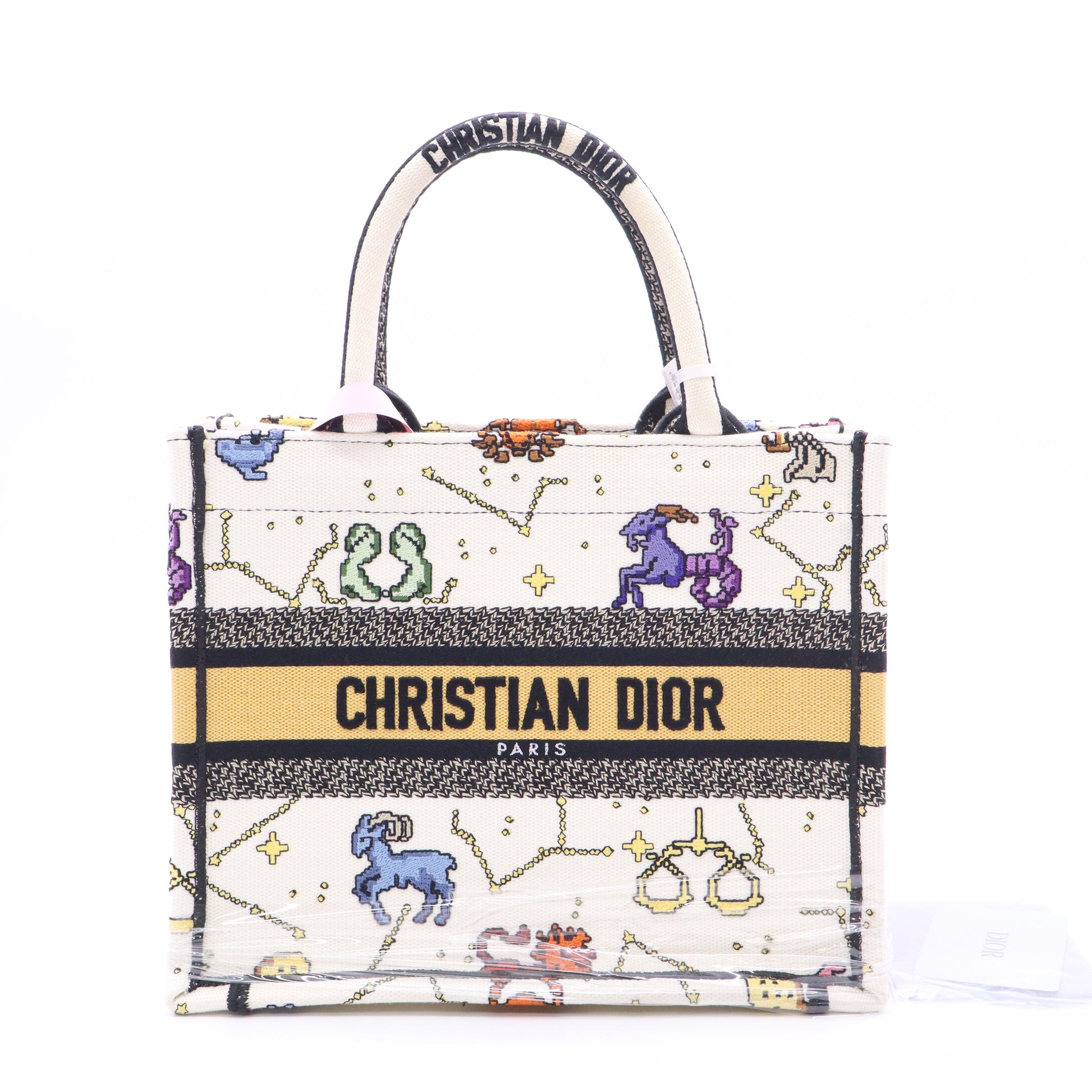 Canvas Embroidered Small Pixel Zodiac Book Tote Twins LDJ3539