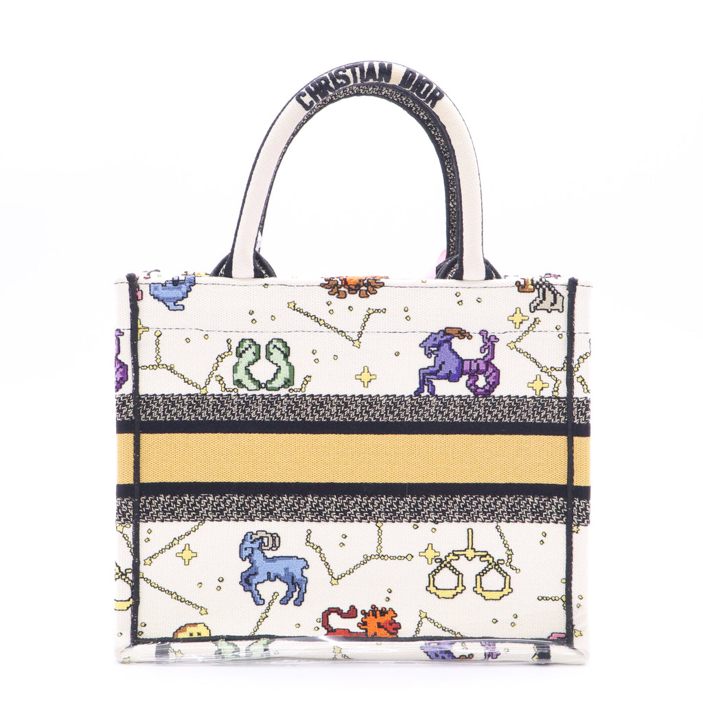 Canvas Embroidered Small Pixel Zodiac Book Tote Twins LDJ3539