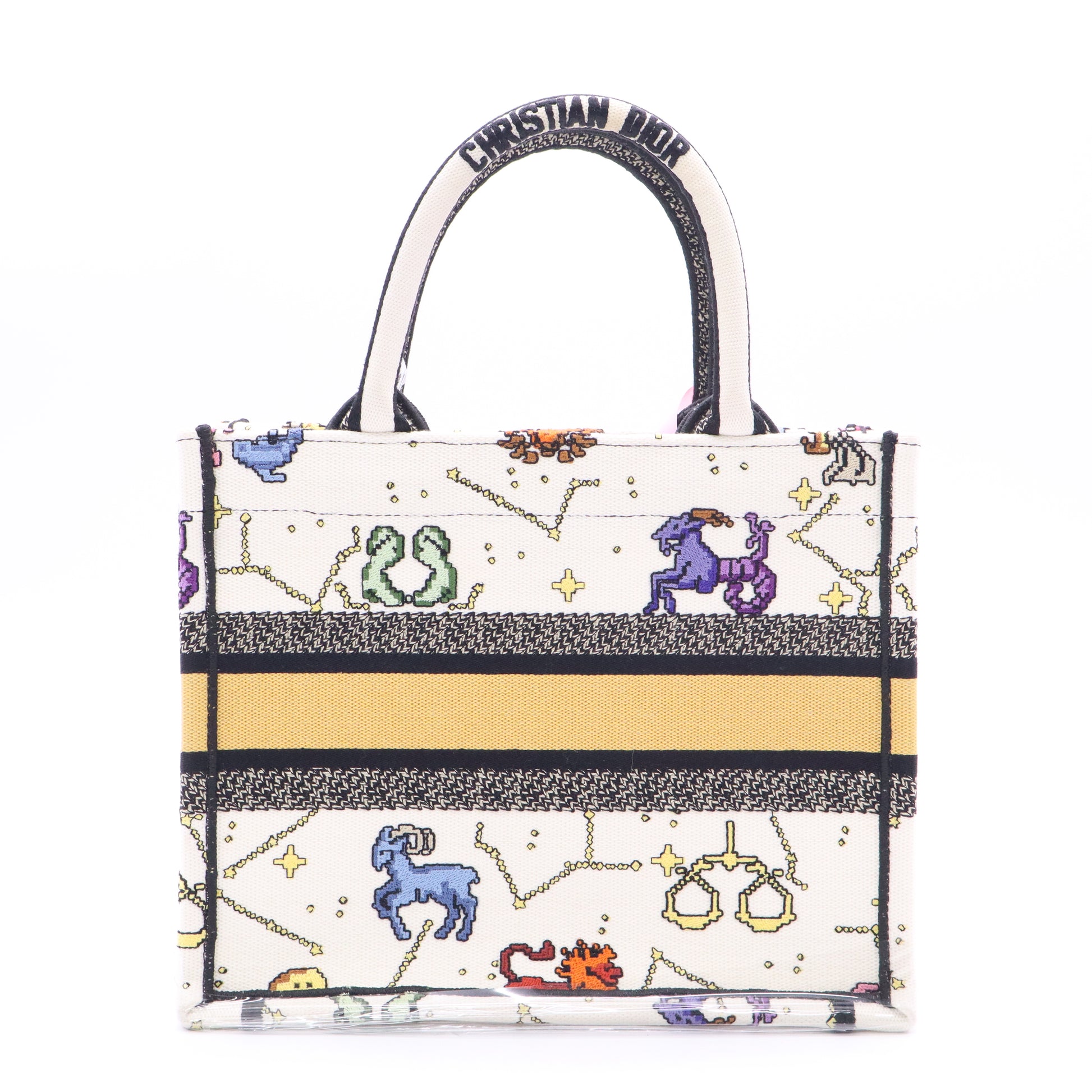 Canvas Embroidered Small Pixel Zodiac Book Tote Twins LDJ3539