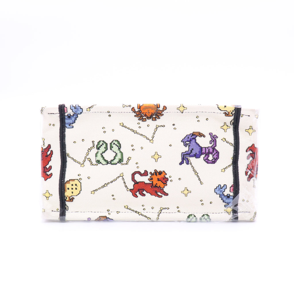 Canvas Embroidered Small Pixel Zodiac Book Tote Twins LDJ3539