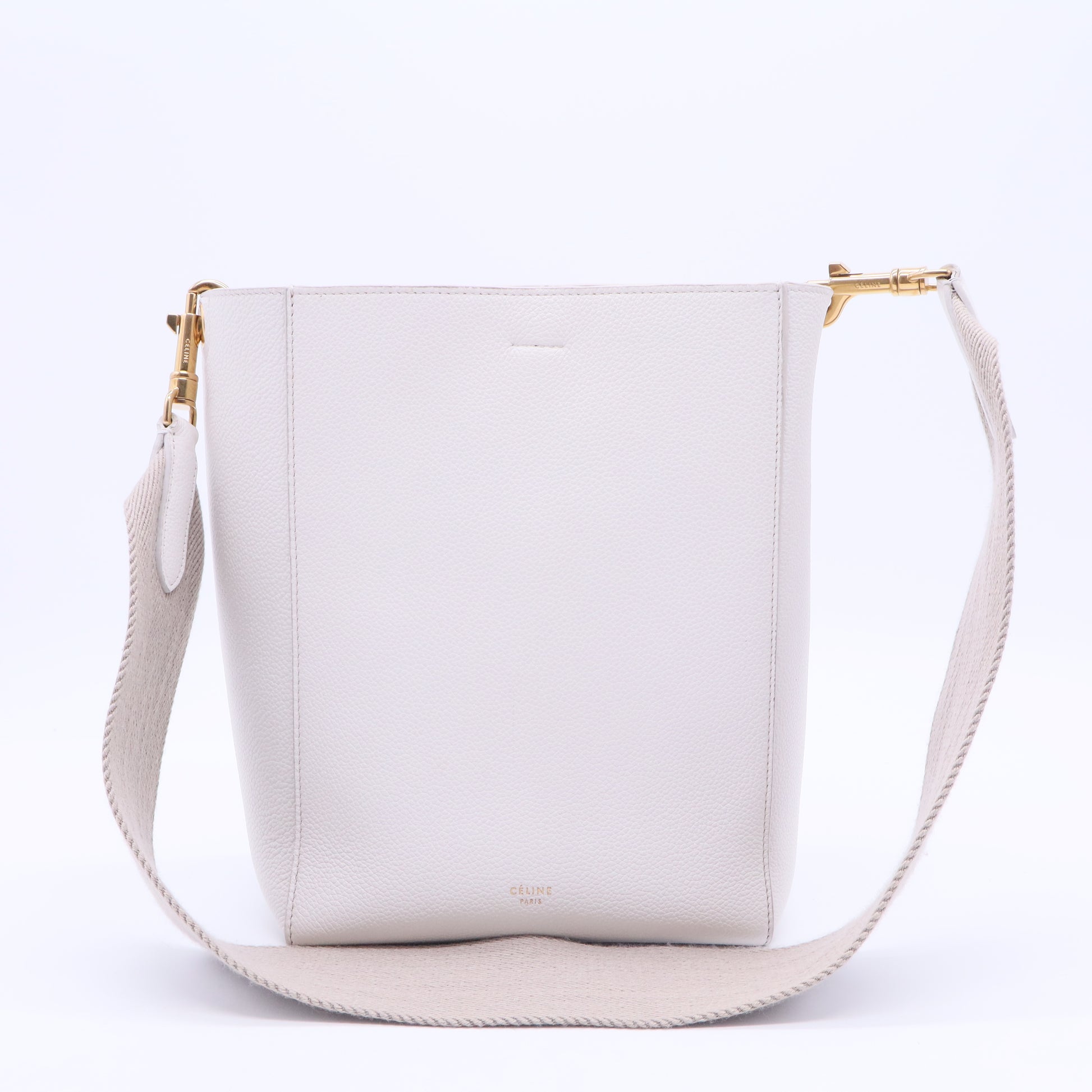 Soft Grained Calfskin Small Sangle Bucket Bag Light Taupe B20114