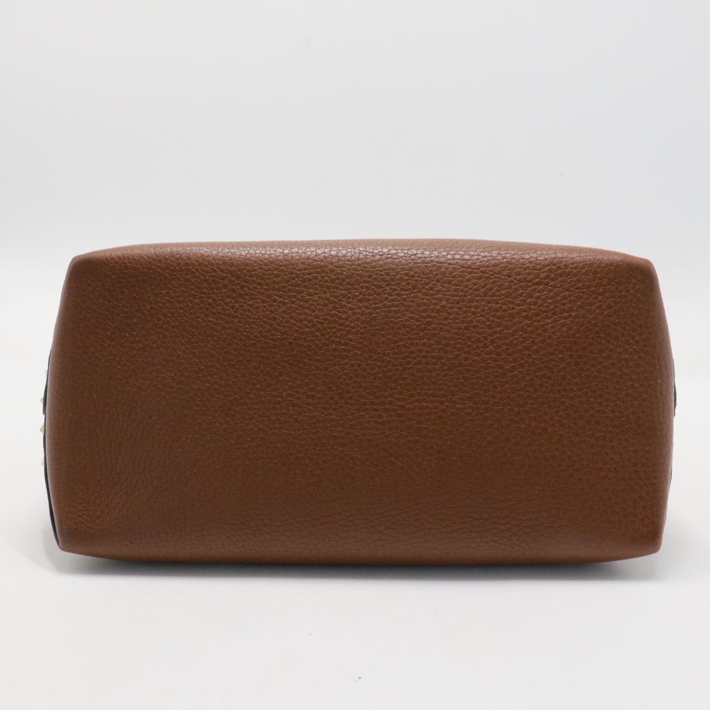 Rockstud Flip Lock Top Handle Bag Leather Small
