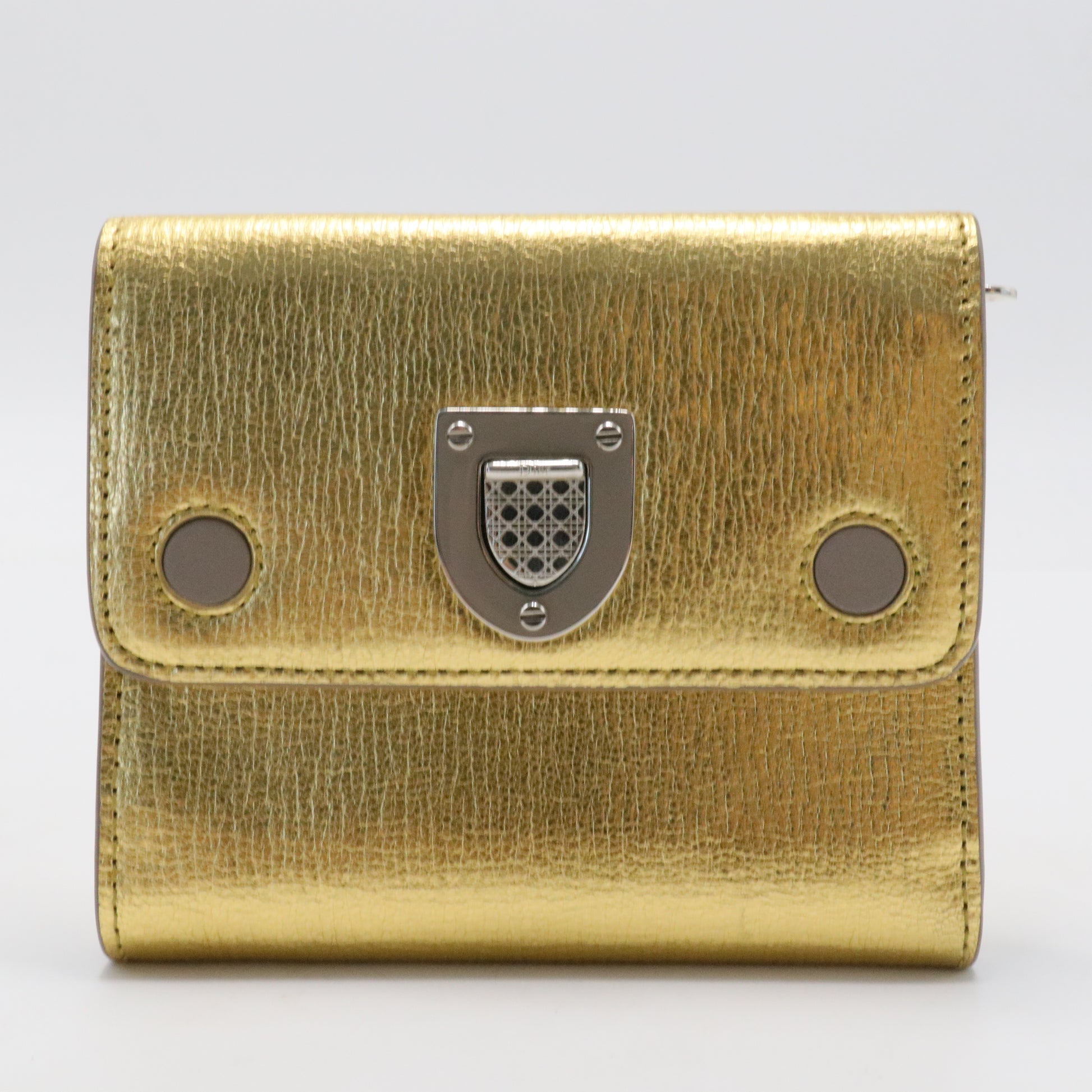 Metallic Goatskin Diorever Tri-Fold Wallet