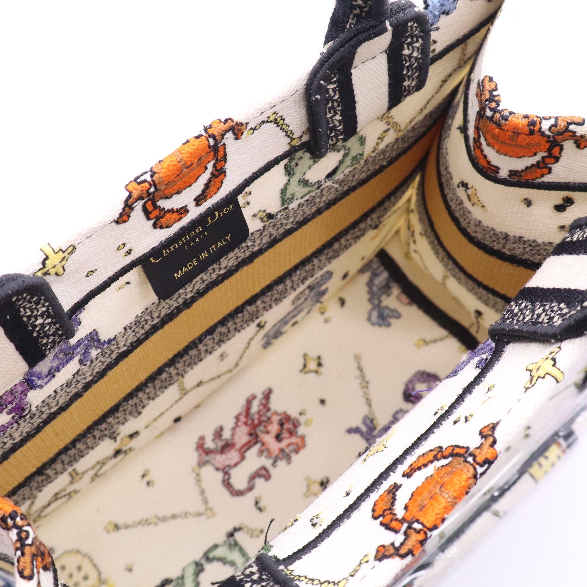 Canvas Embroidered Small Pixel Zodiac Book Tote Twins LDJ3539