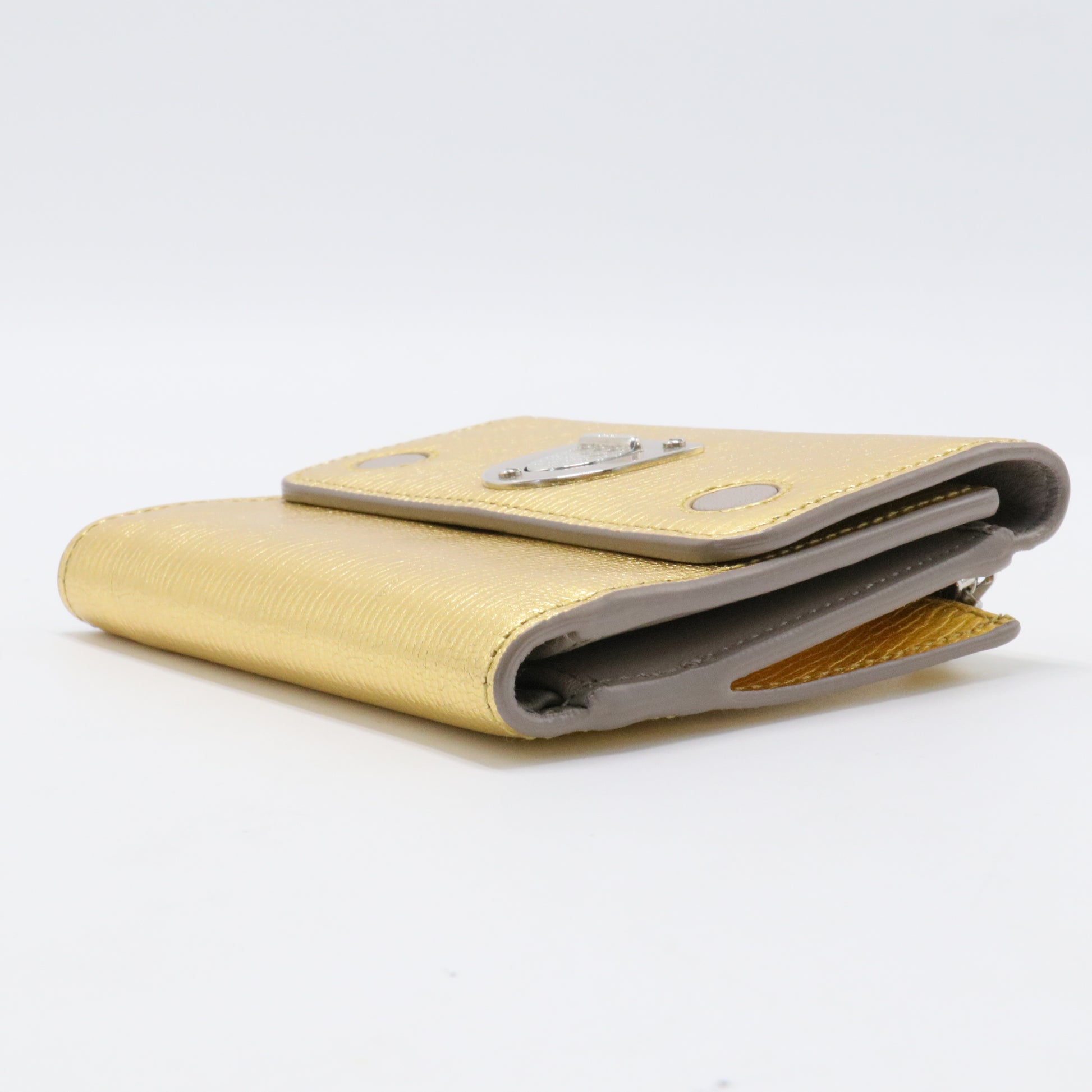 Metallic Goatskin Diorever Tri-Fold Wallet