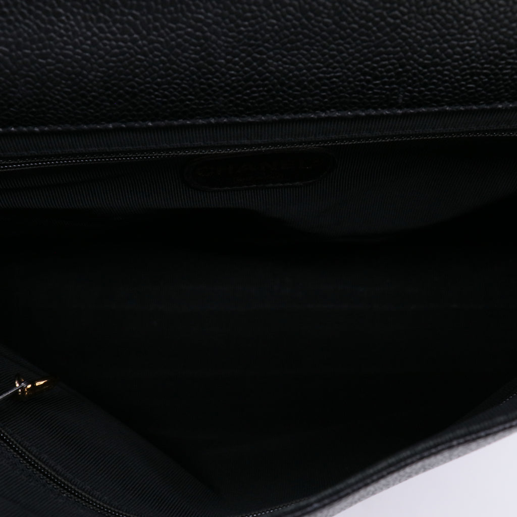 Chanel Caviar Triple CC Vertiacal Vintage Shopper Tote Bag Twins LDJ4939