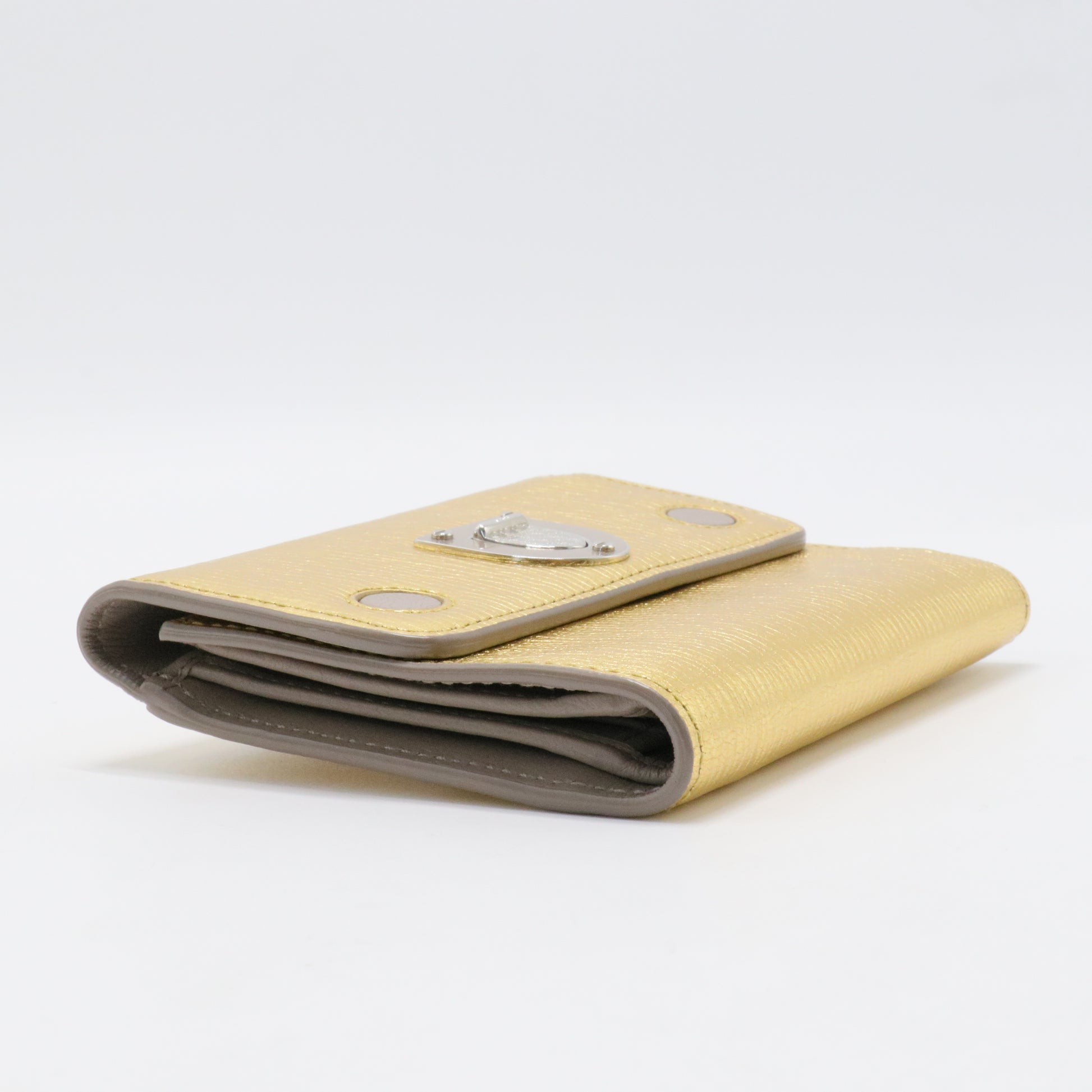 Metallic Goatskin Diorever Tri-Fold Wallet