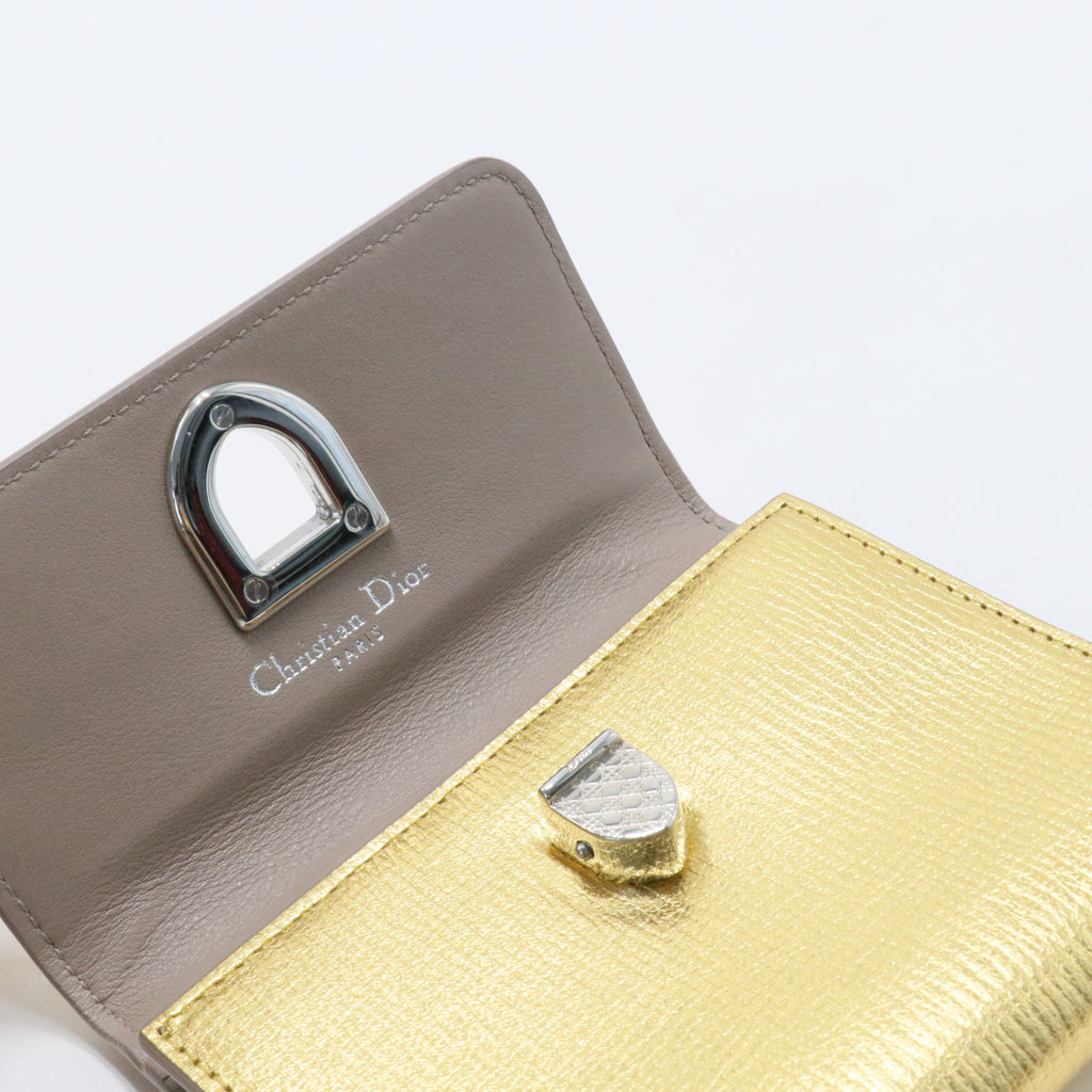 Metallic Goatskin Diorever Tri-Fold Wallet