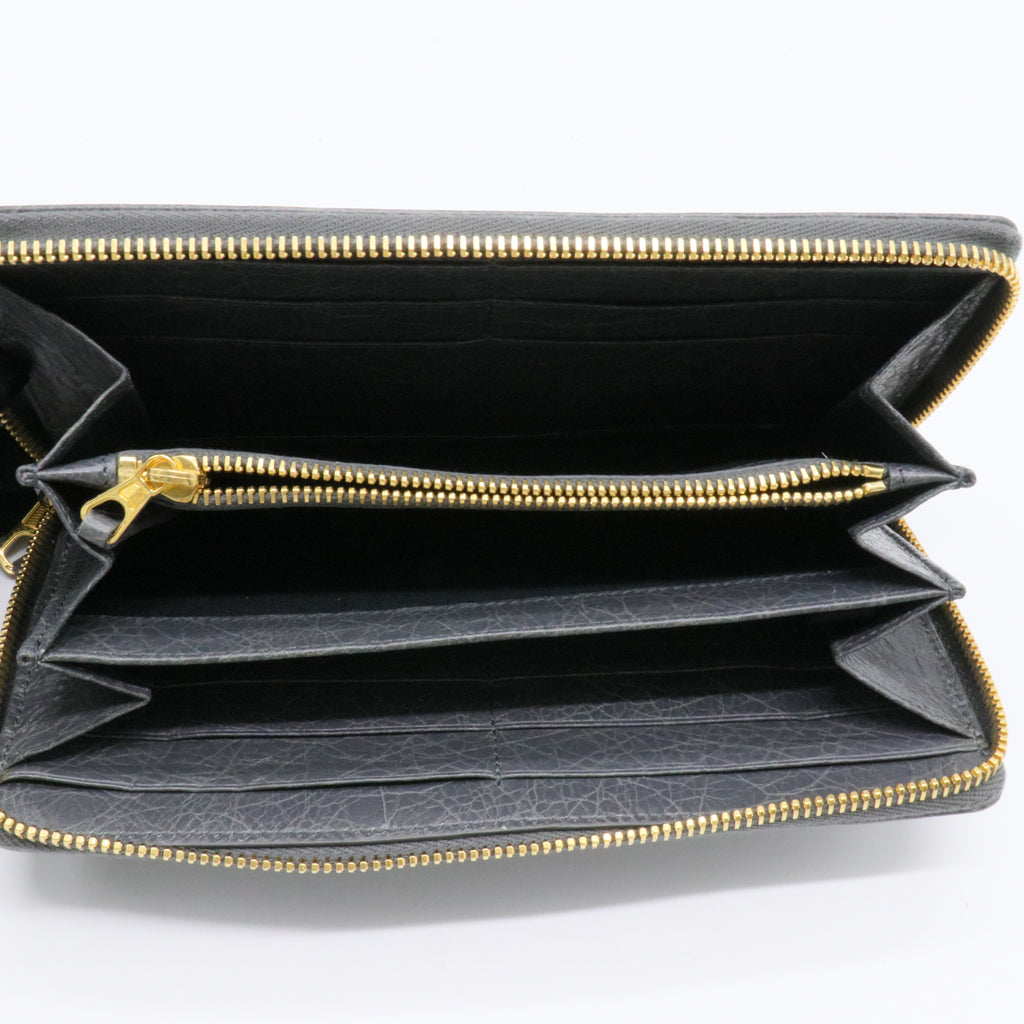 Classic Metallic Edge Money Flap Wallet Leather