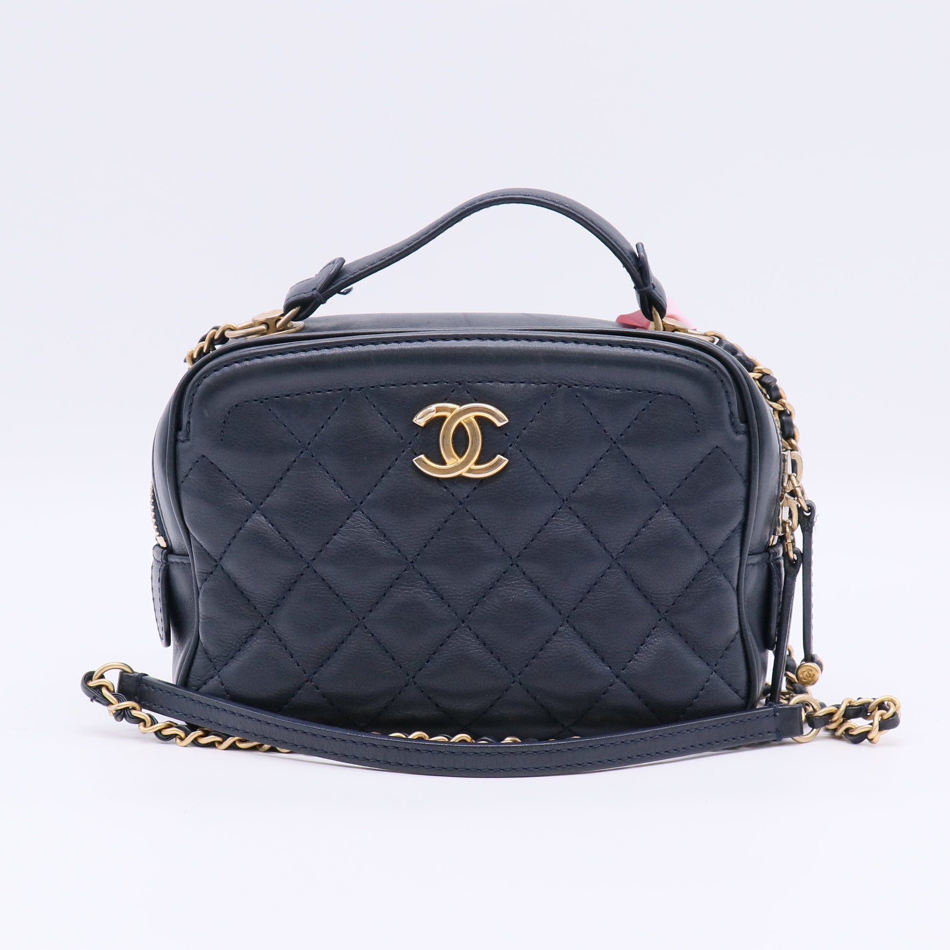 Chanel Calfskin Quilted CC Vanity Case Twins LDJ4941