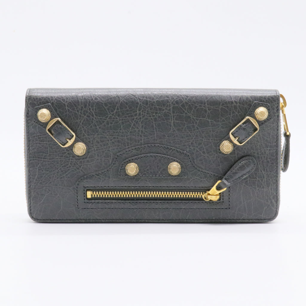 Classic Metallic Edge Money Flap Wallet Leather