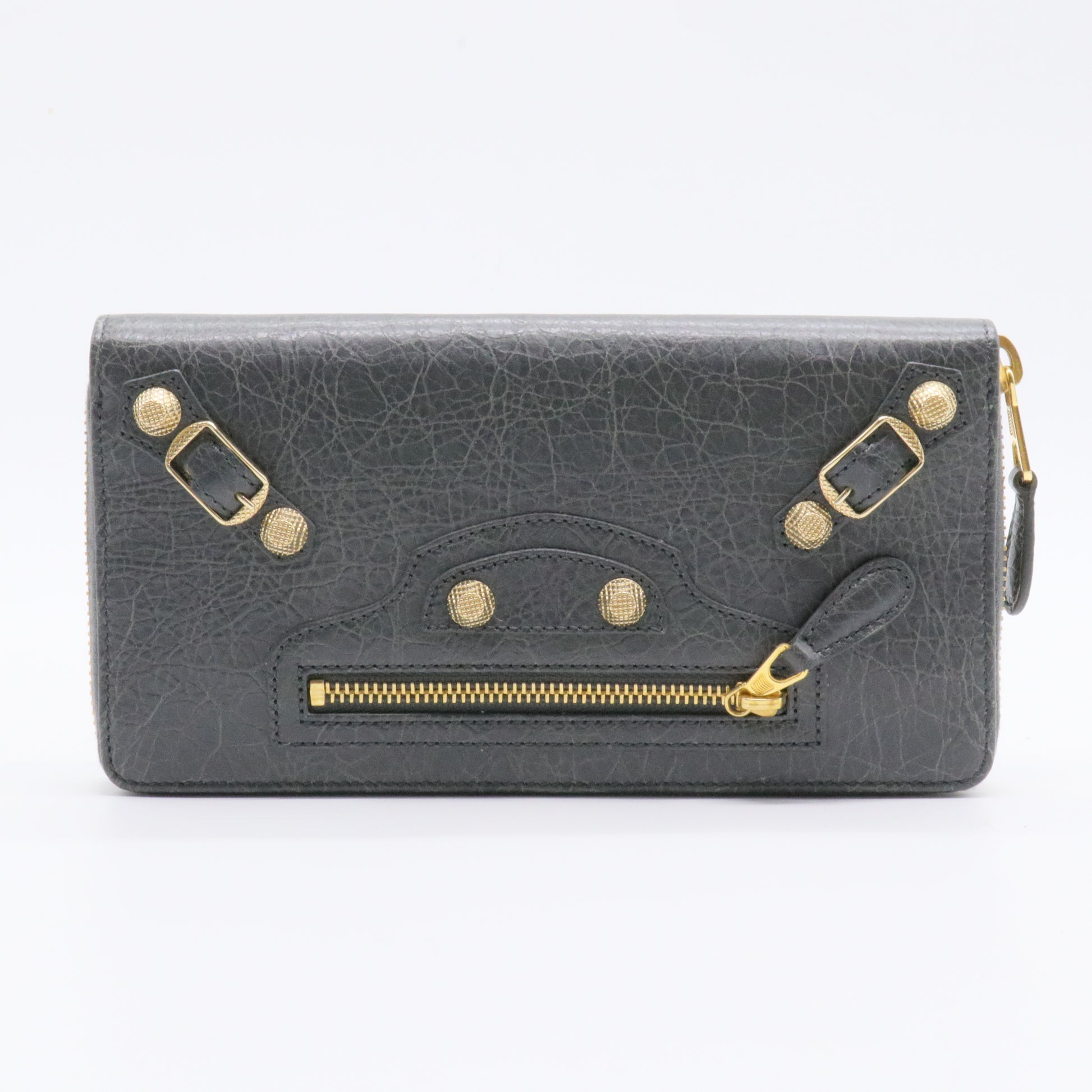 Classic Metallic Edge Money Flap Wallet Leather