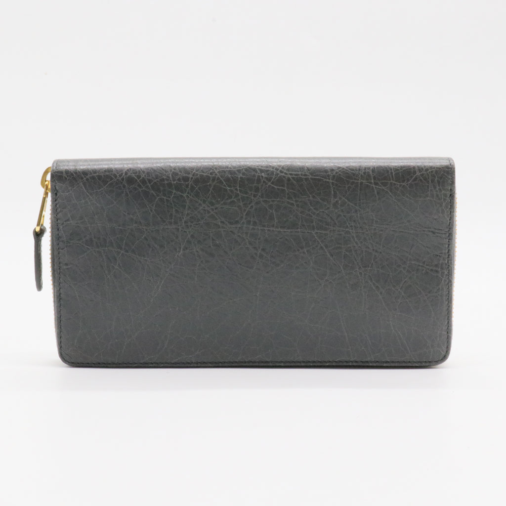 Classic Metallic Edge Money Flap Wallet Leather