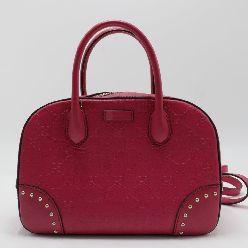 Bright Top Handle Bag Diamante Leather Small
