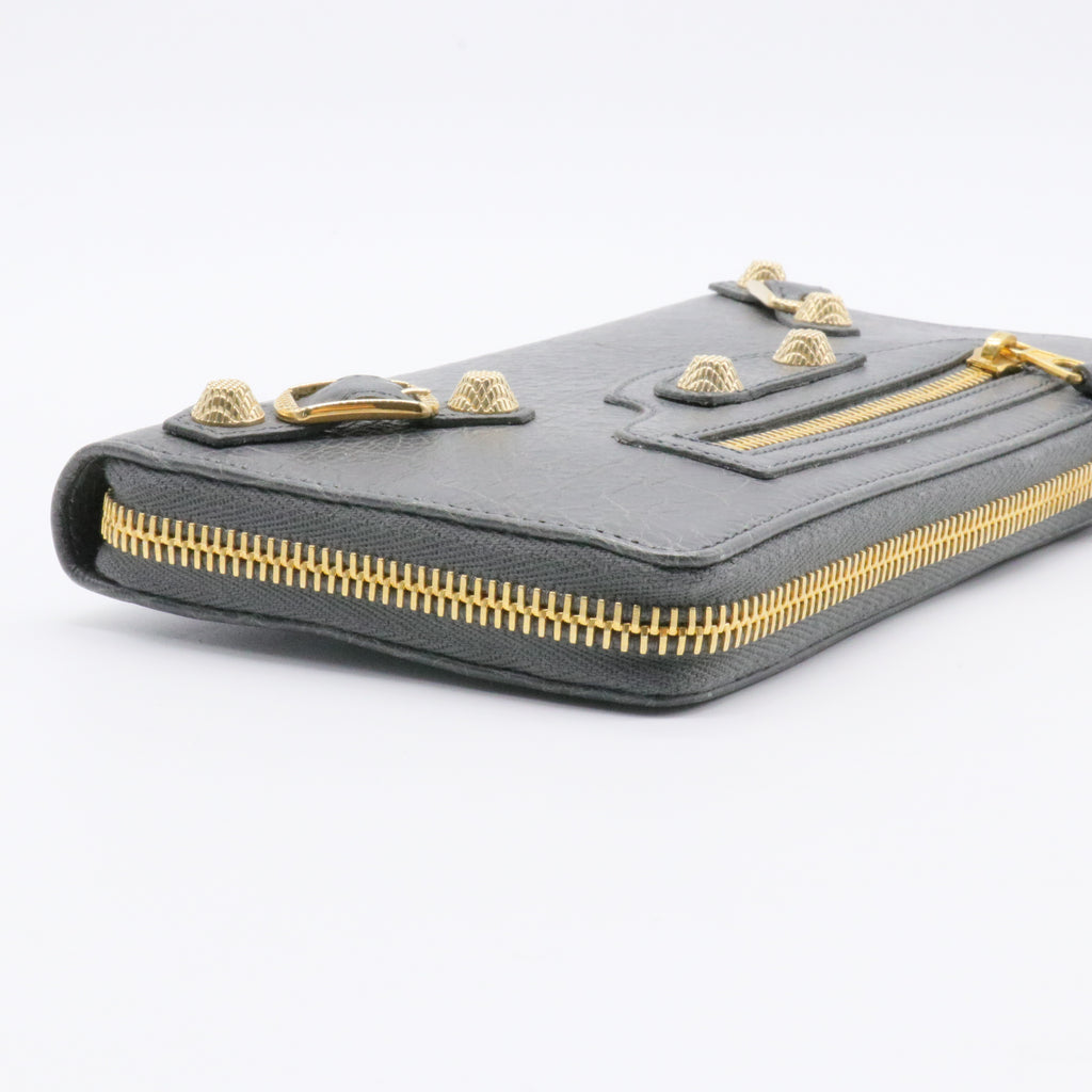 Classic Metallic Edge Money Flap Wallet Leather