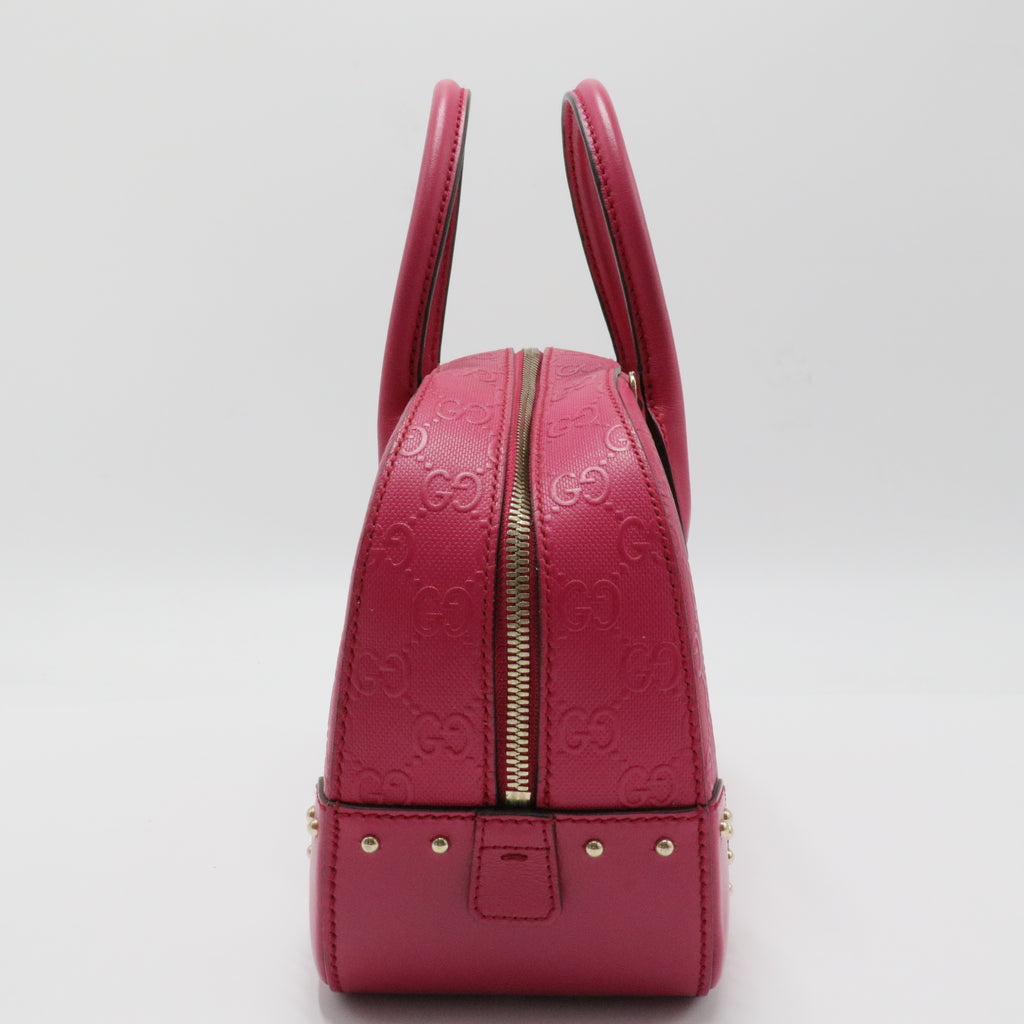 Bright Top Handle Bag Diamante Leather Small