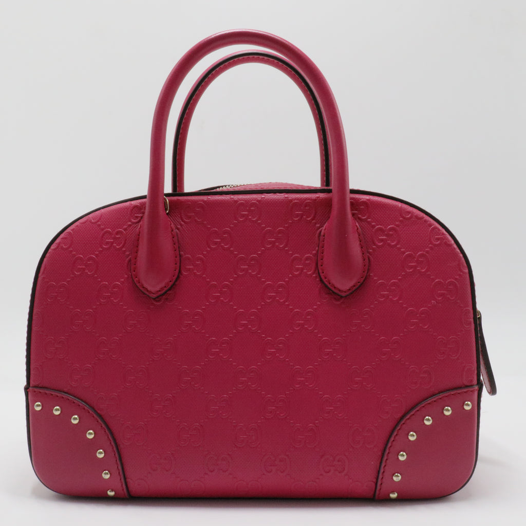 Bright Top Handle Bag Diamante Leather Small
