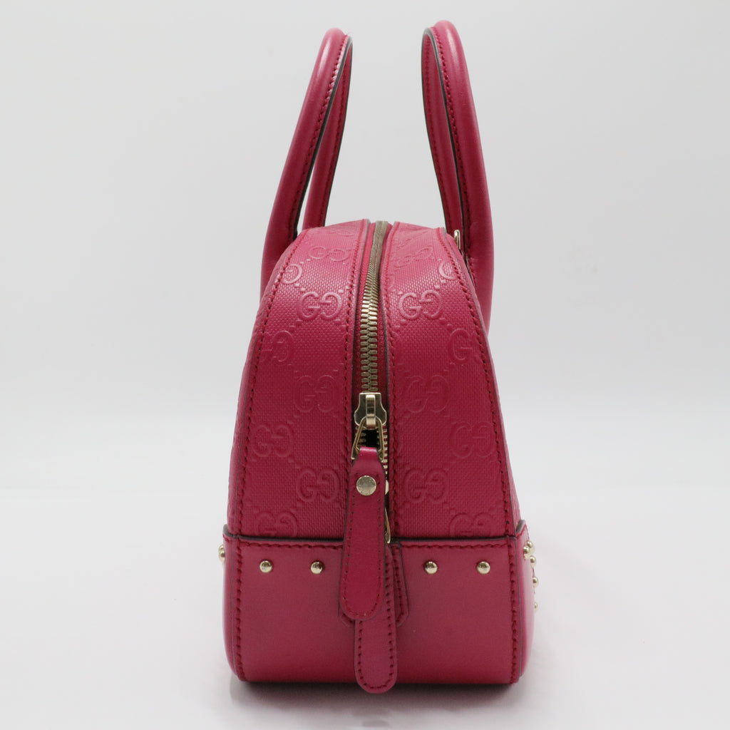 Bright Top Handle Bag Diamante Leather Small