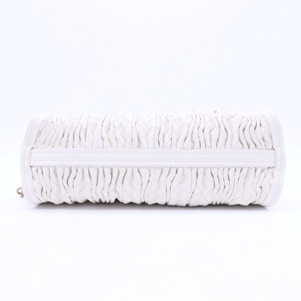White Pleated Intrecciato Leather Satchel B20230