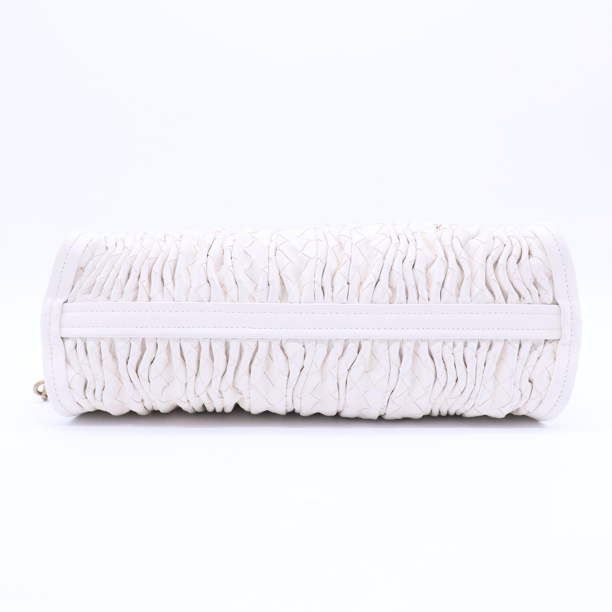 White Pleated Intrecciato Leather Satchel B20230