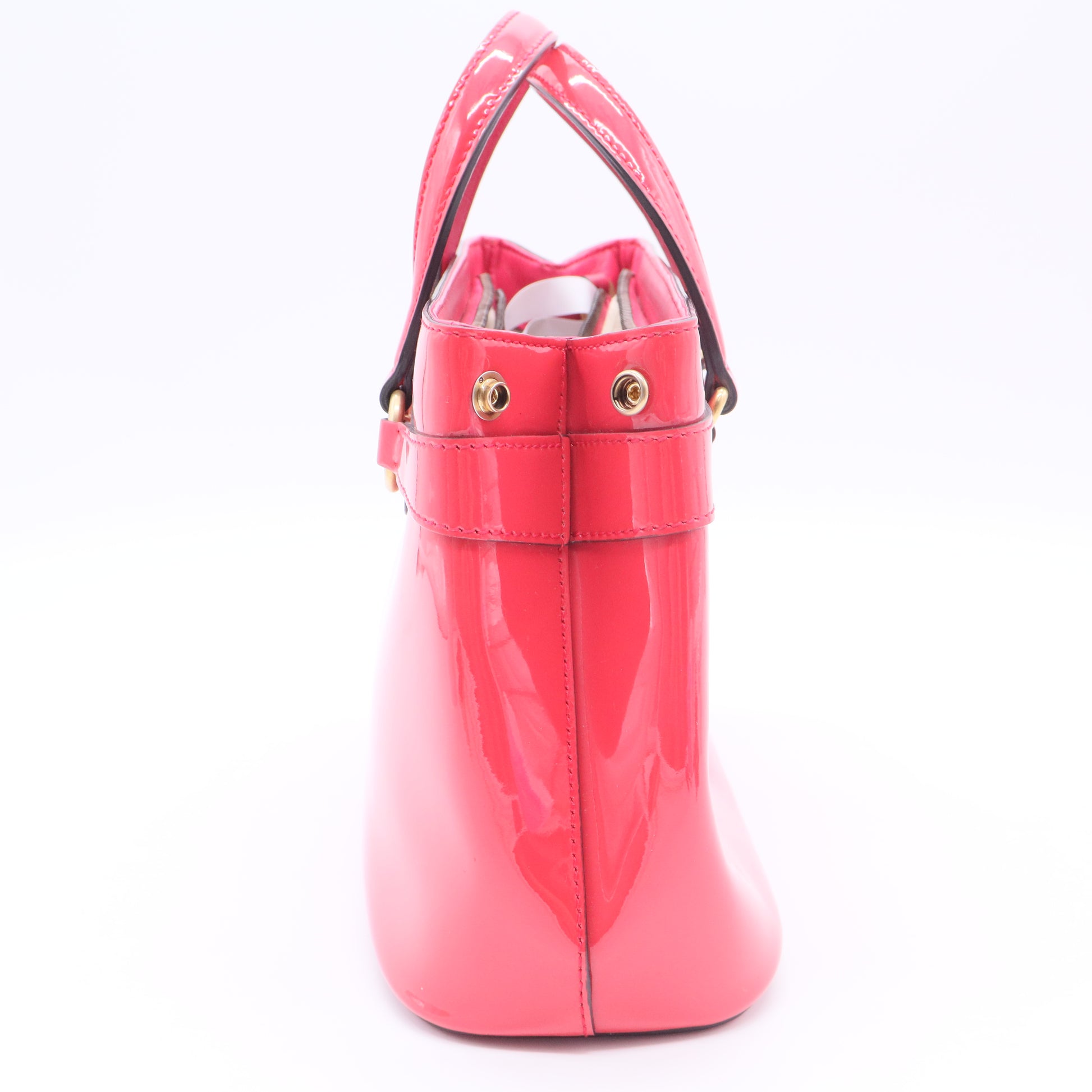 Gucci Bright Patent Leather Tote Bag Red Twins