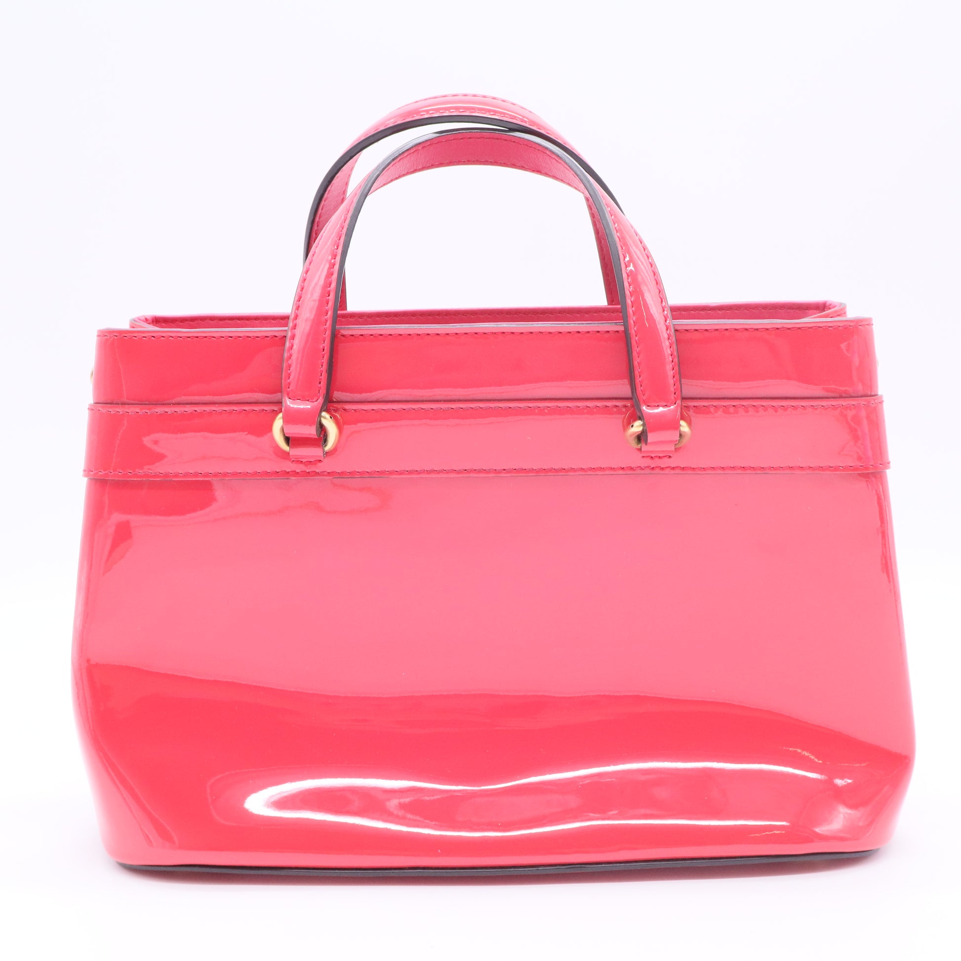 Gucci Bright Patent Leather Tote Bag Red Twins