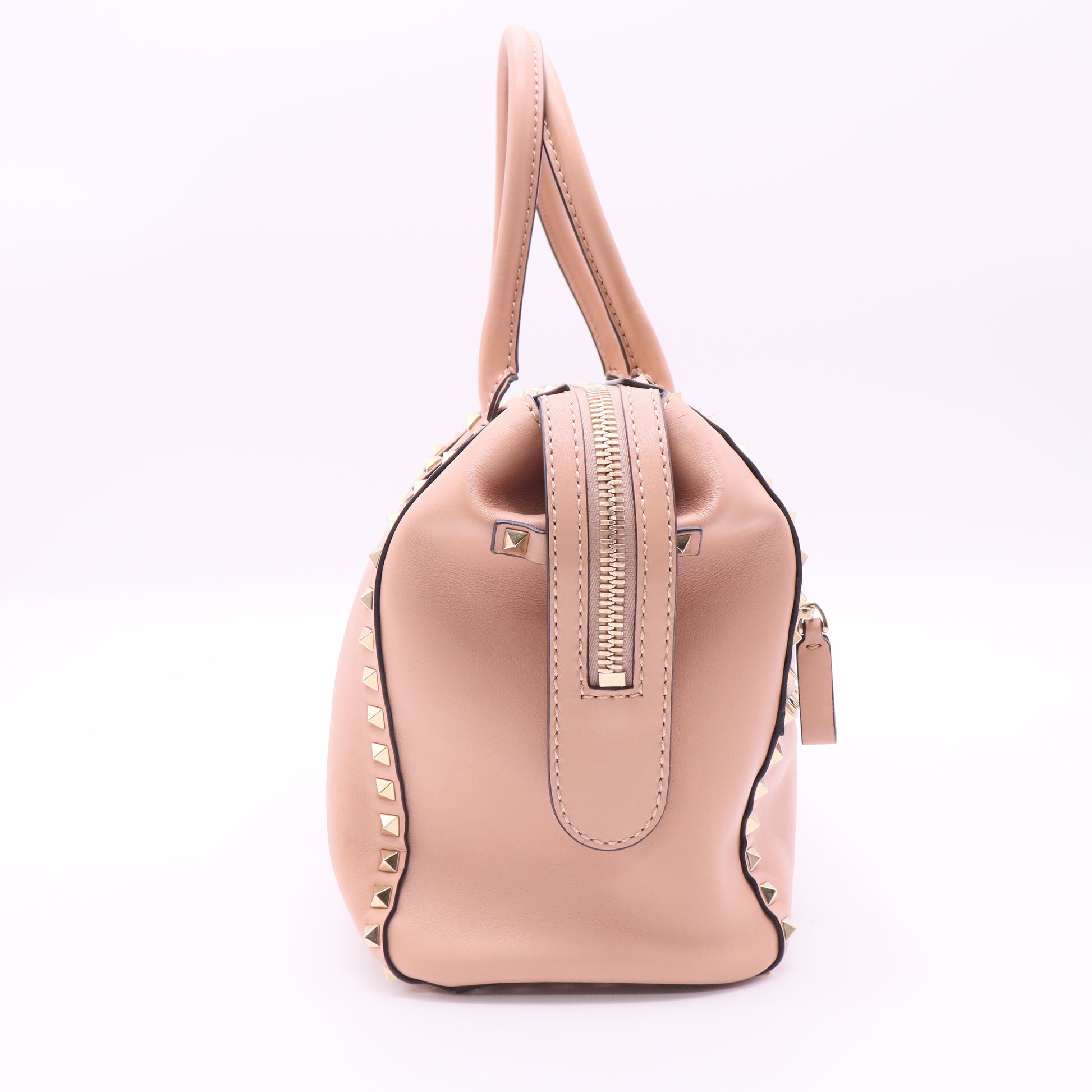Leather Rockstud Duffle Bag Dusty Pink