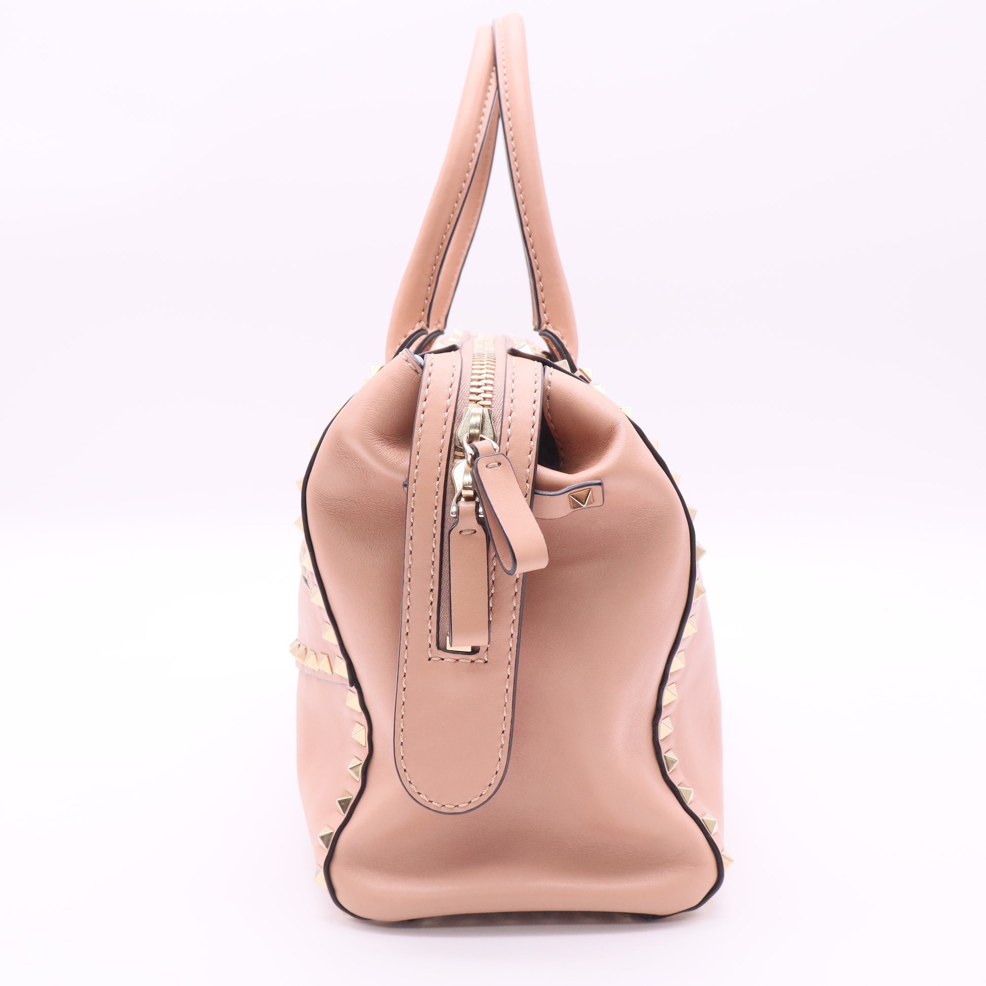 Leather Rockstud Duffle Bag Dusty Pink