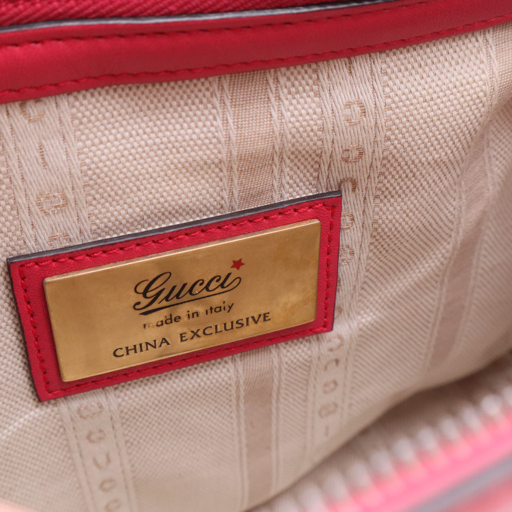 Gucci Bright Patent Leather Tote Bag Red Twins