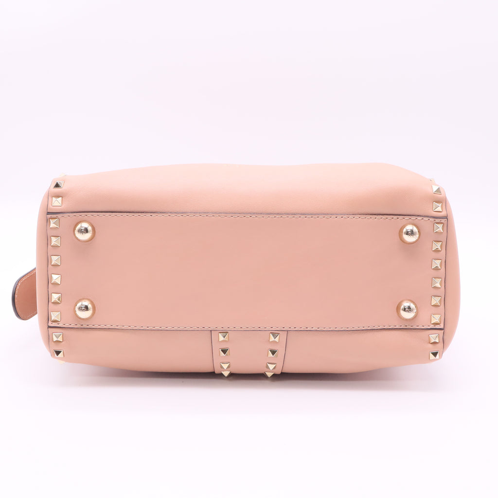 Leather Rockstud Duffle Bag Dusty Pink