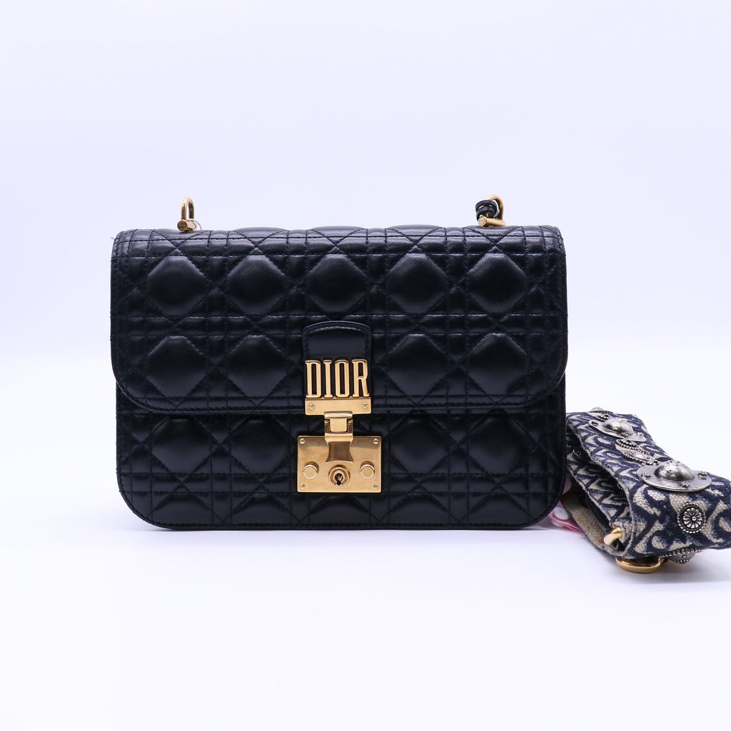 Christian Dior Dioraddict Flap Bag Cannage Quilt Lambskin Medium twins LDJ4076