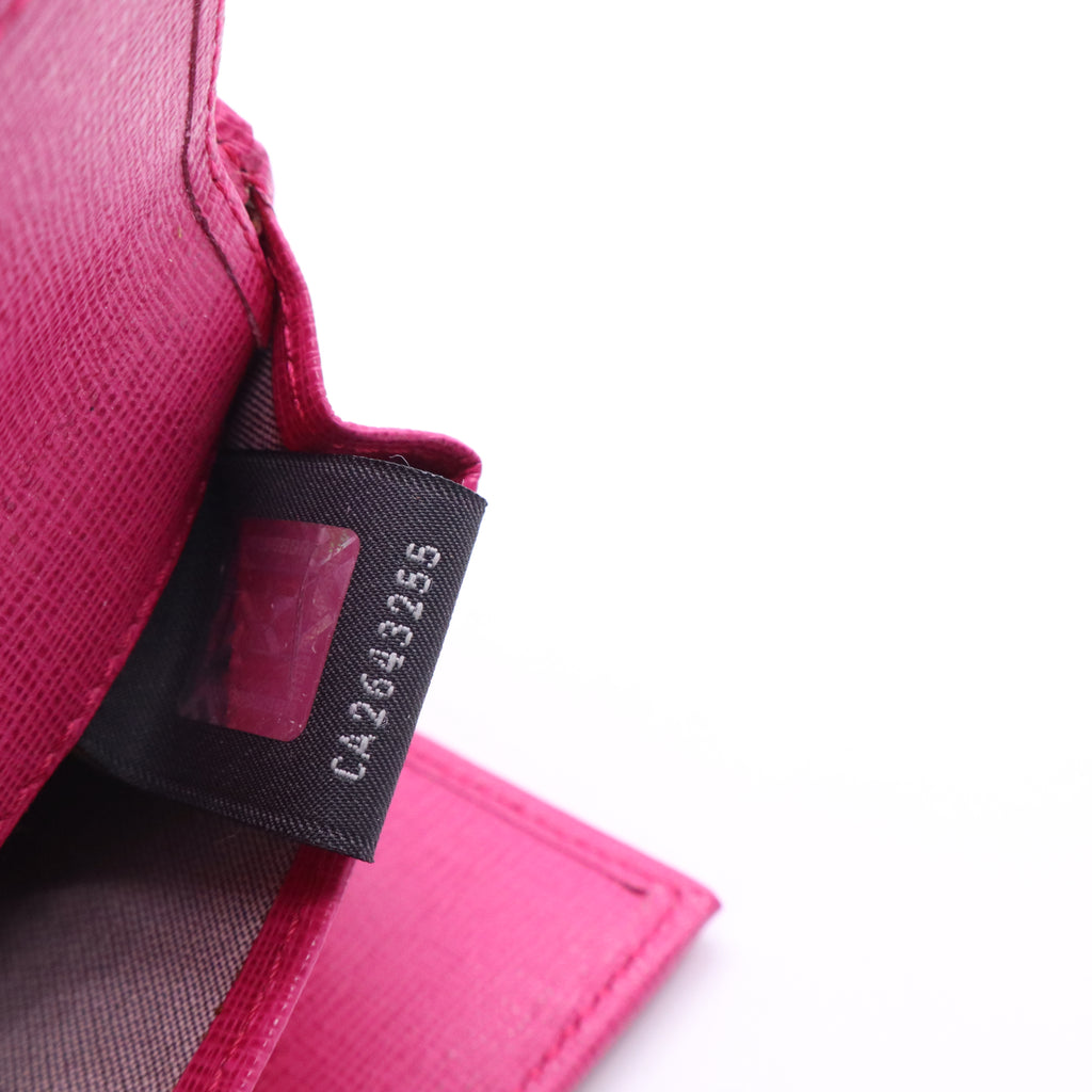 Fendi Pink/Brown Zucca Canvas and Leather Logo Trifold Compact Wallet TWINS W20788