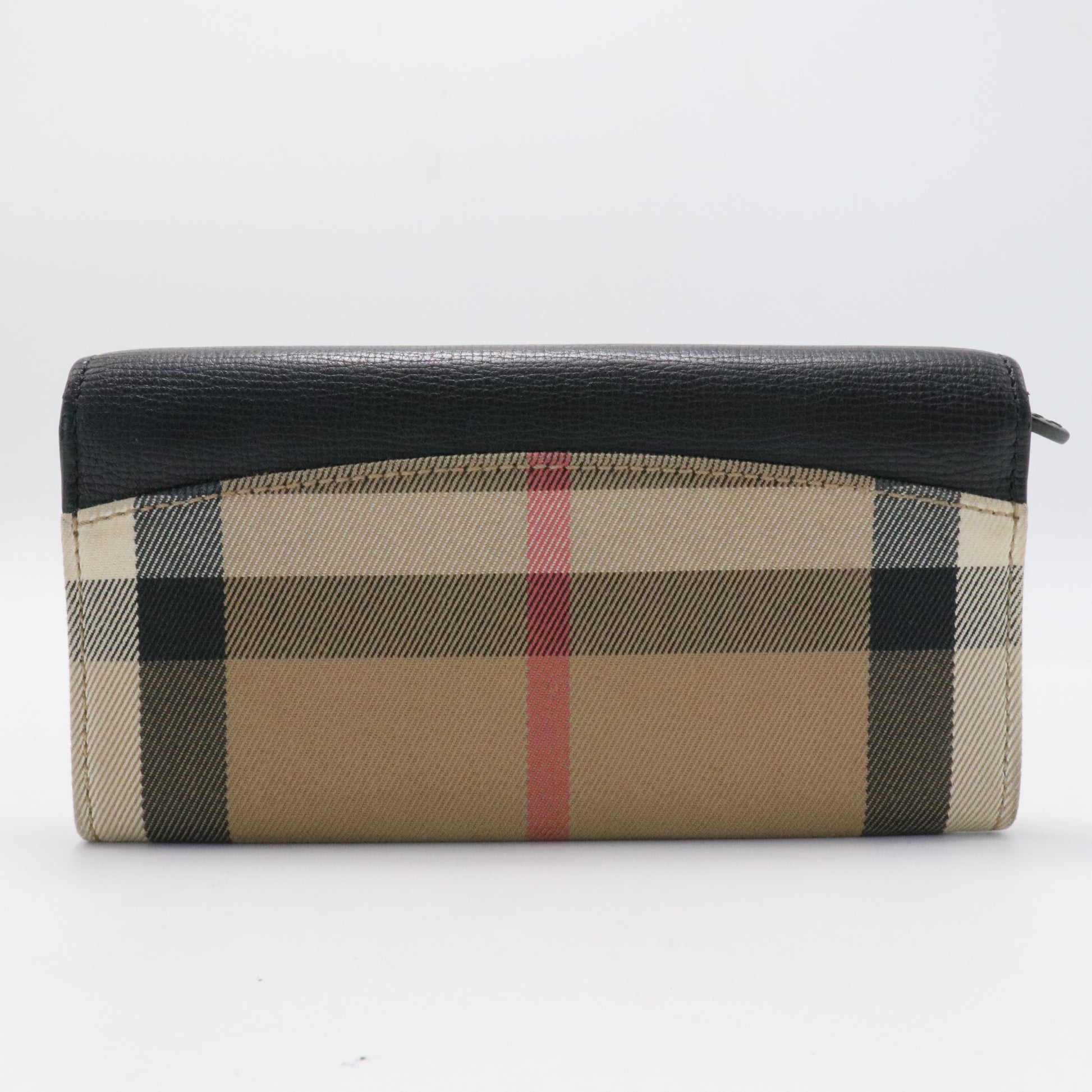 Porter Continental Wallet Leather and House Check Canvas Long