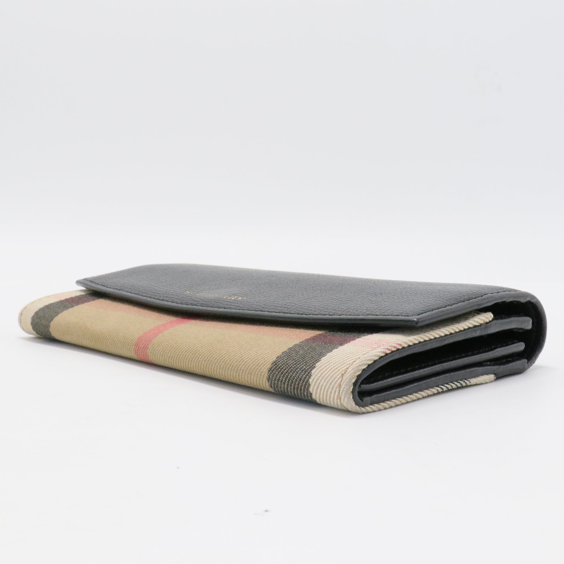 Porter Continental Wallet Leather and House Check Canvas Long