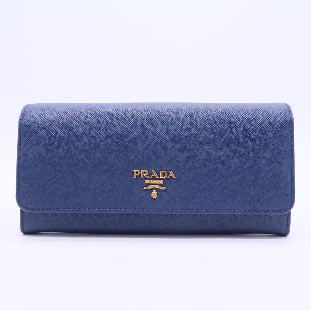 Saffiano Metal Continental Flap Travel Wallet Bluette W20291