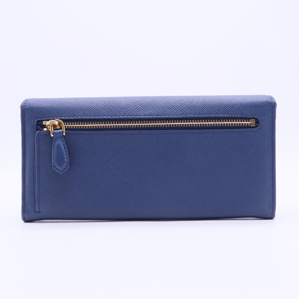 Saffiano Metal Continental Flap Travel Wallet Bluette W20291