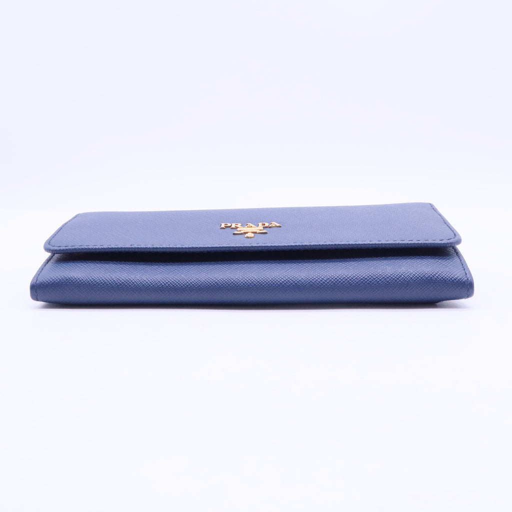 Saffiano Metal Continental Flap Travel Wallet Bluette W20291