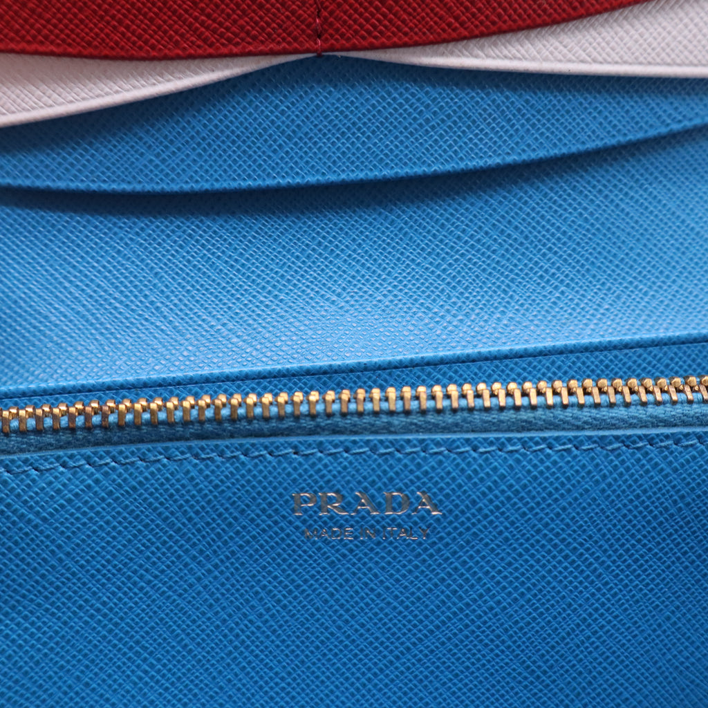 Saffiano Metal Continental Flap Travel Wallet Bluette W20291