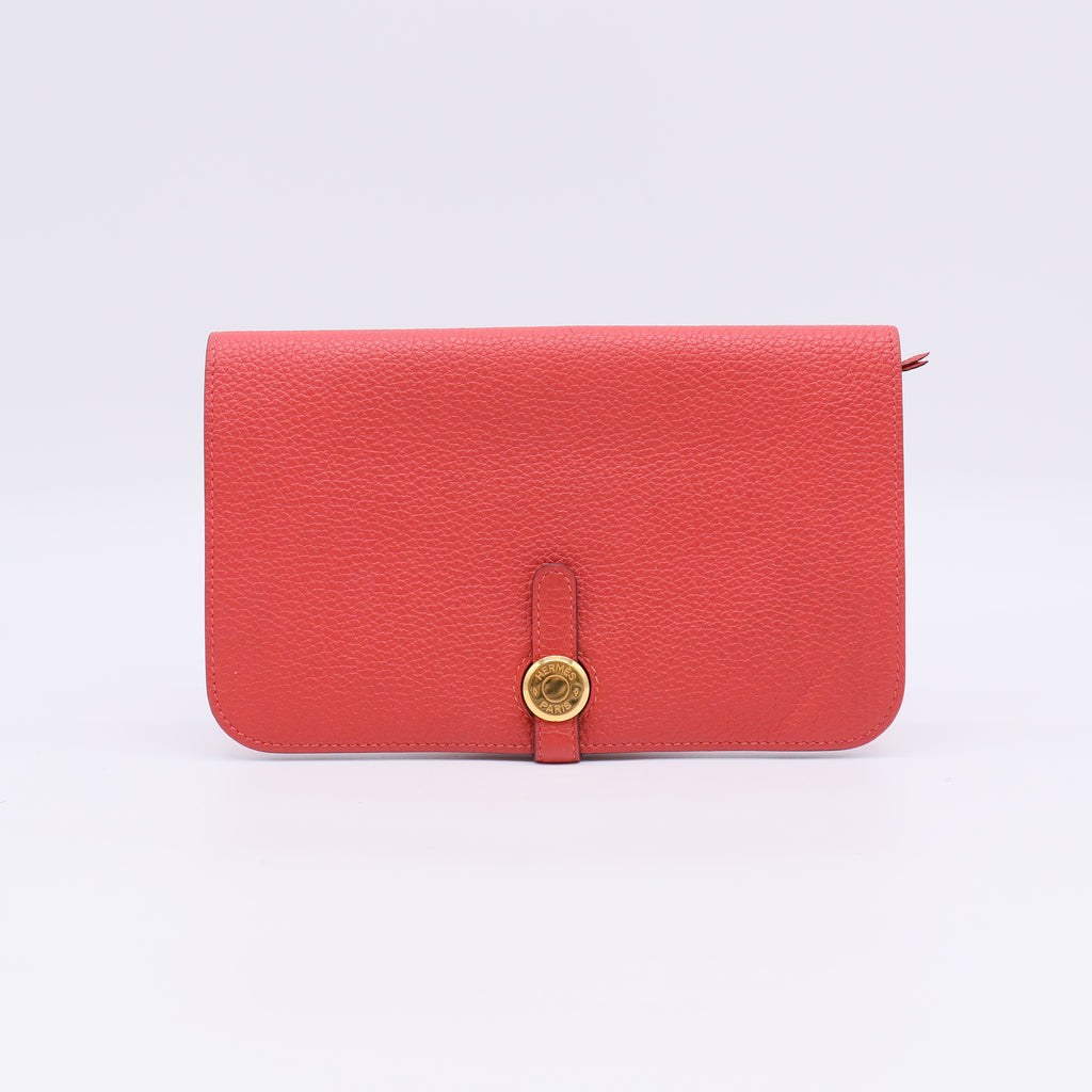 Red Clemence Dogon Long Wallet Leather Pony-style calfskin W22482