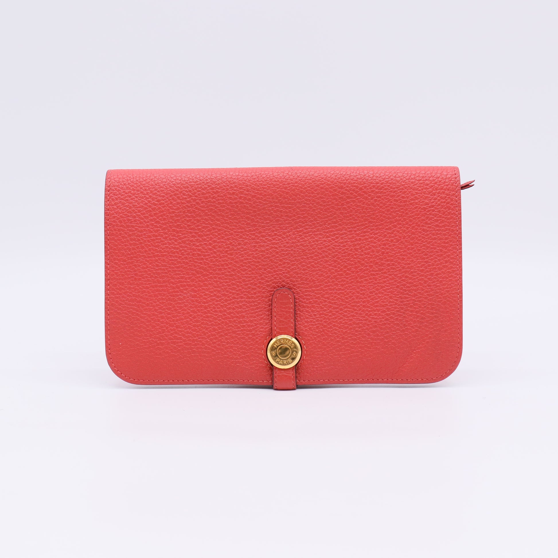Red Clemence Dogon Long Wallet Leather Pony-style calfskin W22482